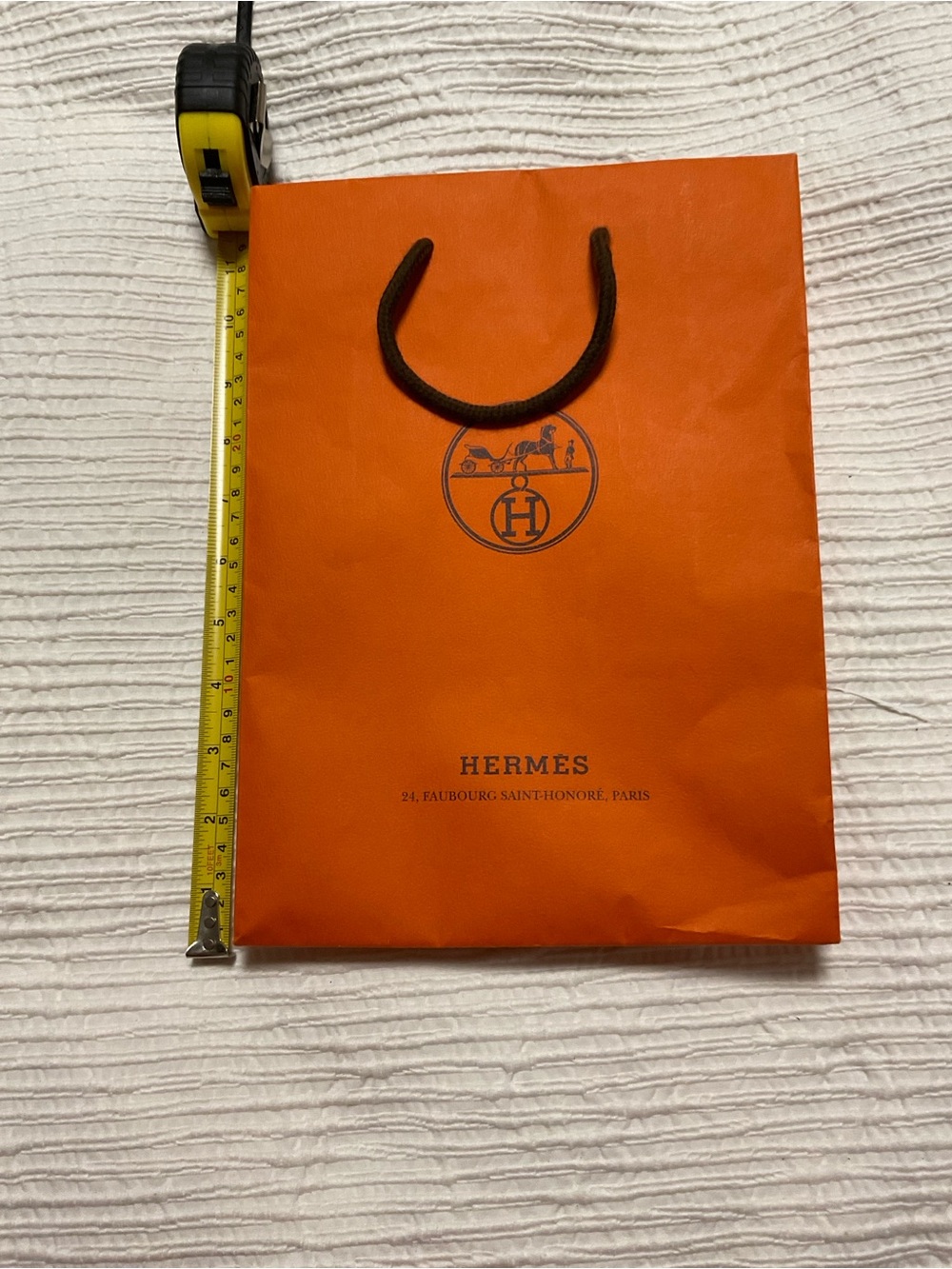Hermes Orange Shopping Bag with Black Rope Handles